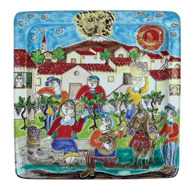 Sicilian ceramic Squared Plate DS desimone pottery Serenade PQ37DS-6 Sicilian ceramic Squared Plate DS desimone pottery Serenade PQ37DS-6